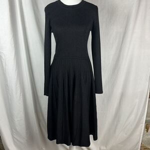 Draper James Black Metallic Ribbed Knit Dress